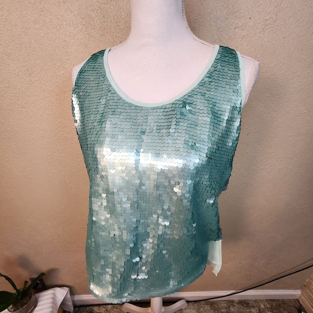 Mossimo Supply Co. Green Sequin Tank Top Large NWT (8039)